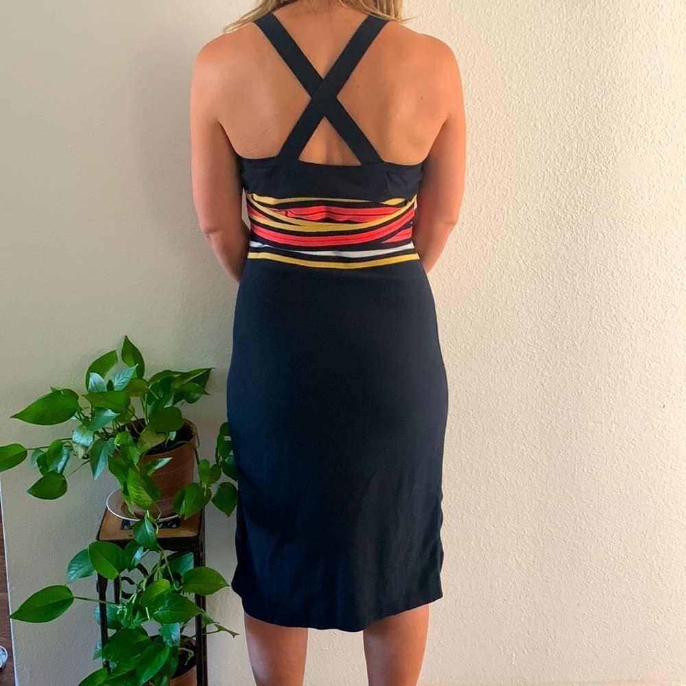 Sonia Rykiel Women's Criss Cross Halter Black Midi Dress Tie Waist Size Medium - Picture 6 of 8